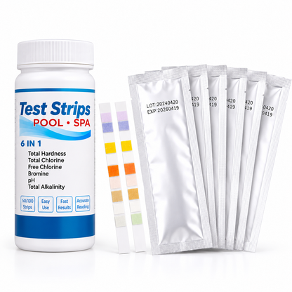 Pool & Spa Water Test Strips – 50/100 Count Multi-Parameter Water Quality Testing Kit for Swimming Pools, Hot Tubs & Spas