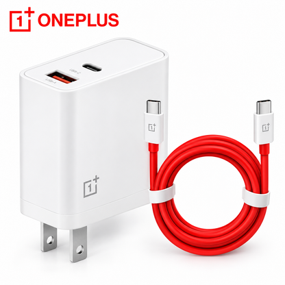 OnePlus USB Wall Charger with Red USB Charging Cable – White Power Adapter