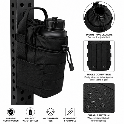 Tactical MOLLE Water Bottle Pouch – Adjustable Outdoor Utility Carrier Bag with Secure Straps