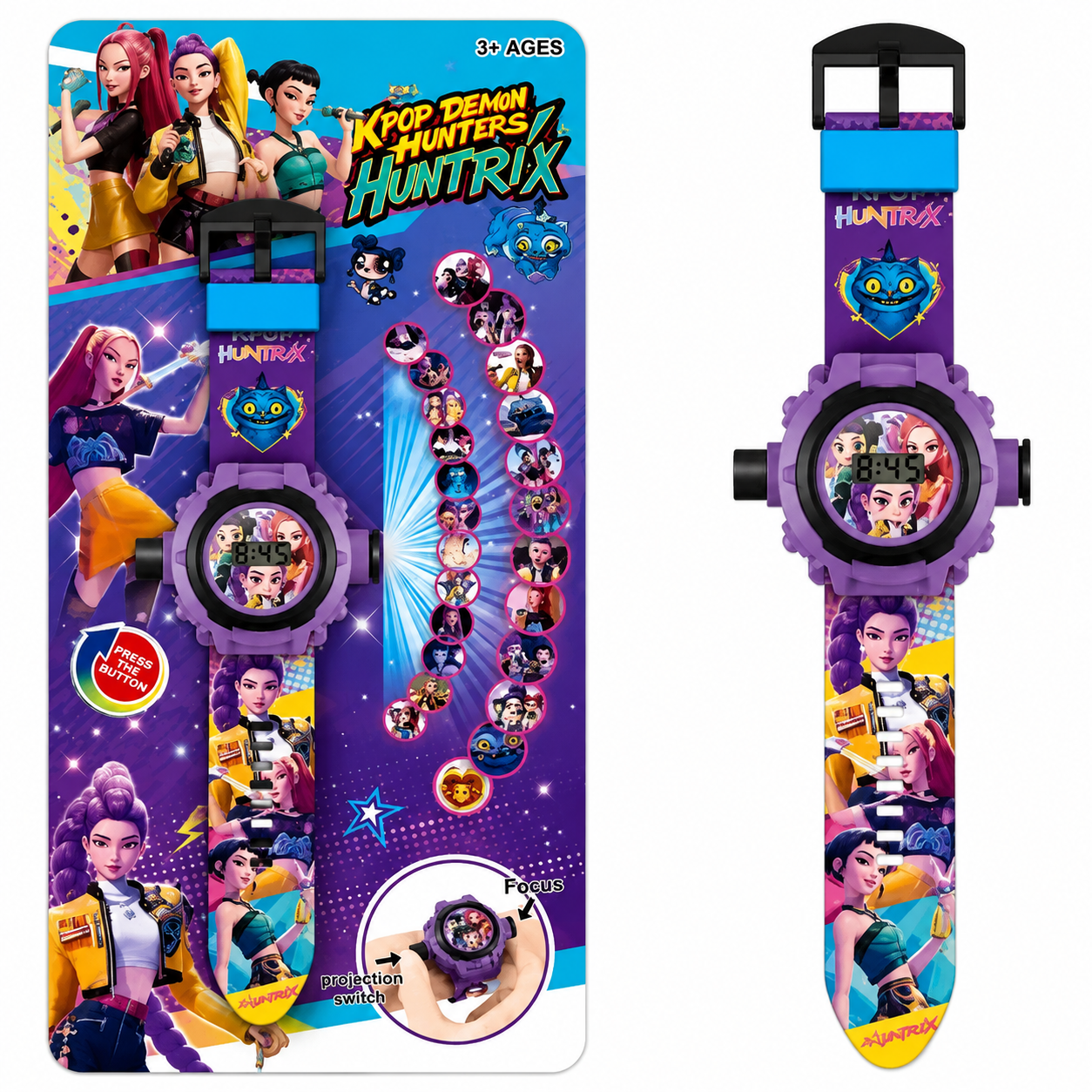 Kids Character Projection Toy Watch – Colorful Interactive Wristwatch with Projection Feature, Fun Novelty Gift for Children Ages 3+