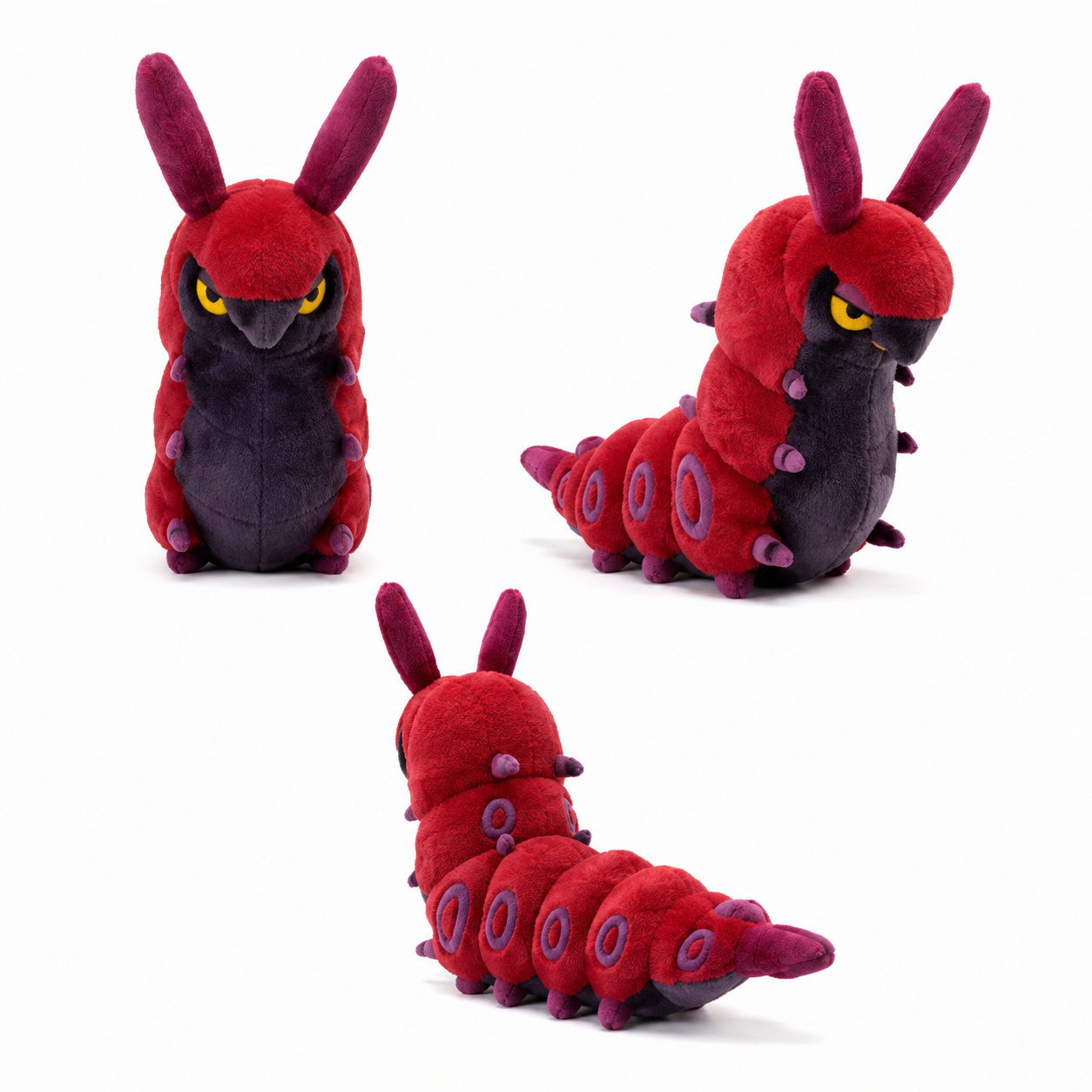 Cute Fantasy Caterpillar Plush Toy – Adorable Red & Purple Stuffed Animal, Soft Novelty Toy & Decorative Gift