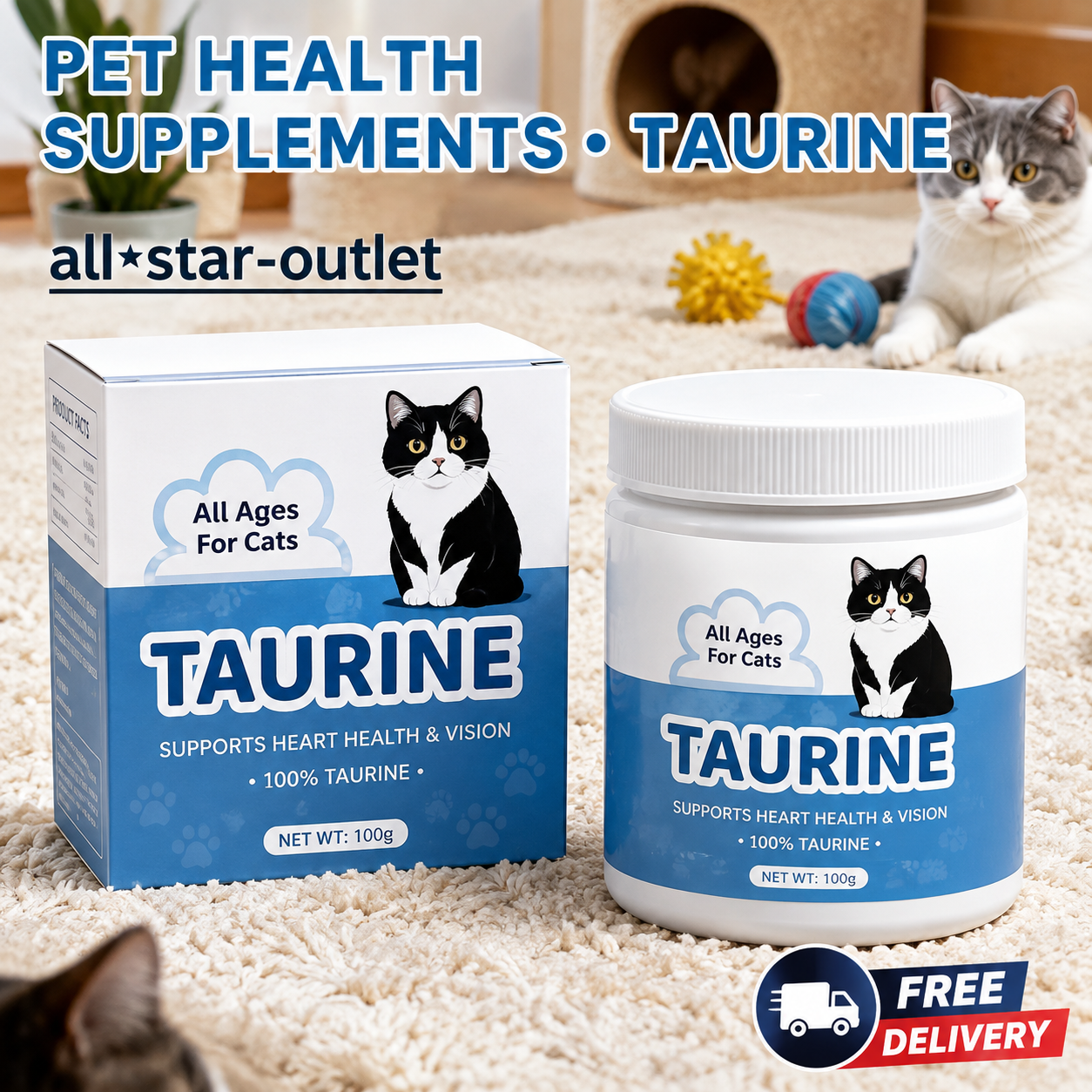 Kitty Supps Taurine for Cats, Kittysupps Taurine Supplement Immune Support