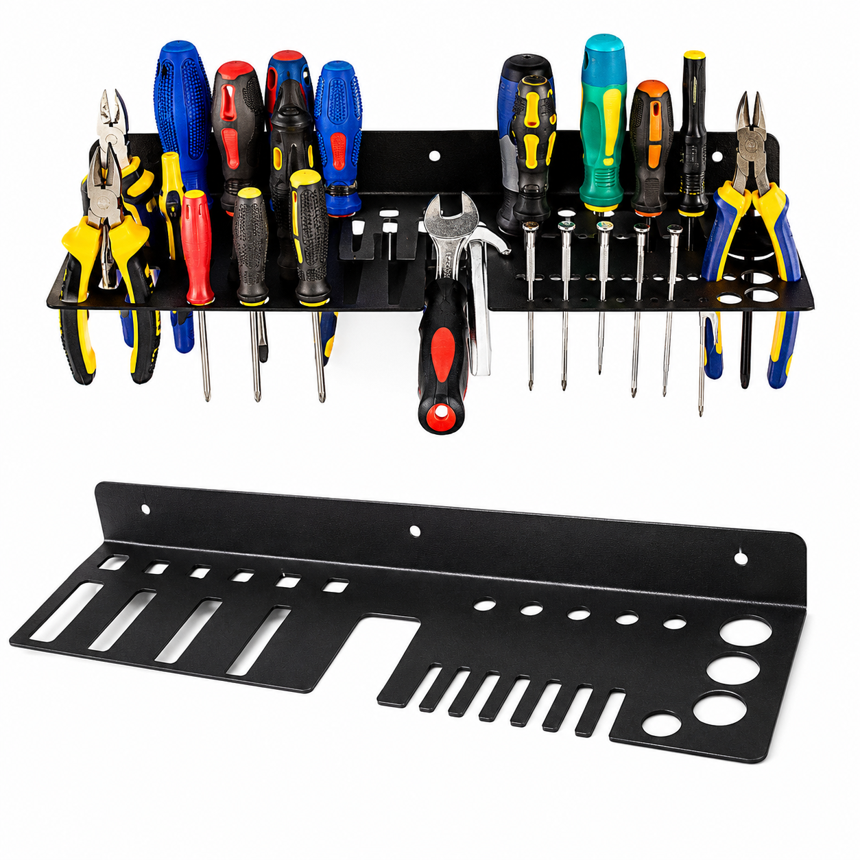 Tool Rail Rack Holder Screwdriver Organizer Wall Mount Hanger Shelf for Garage