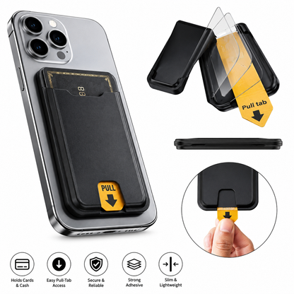 Slim Adhesive Phone Card Holder Wallet with Pull-Tab Design – Compact Stick-On Pocket for Cards & Cash