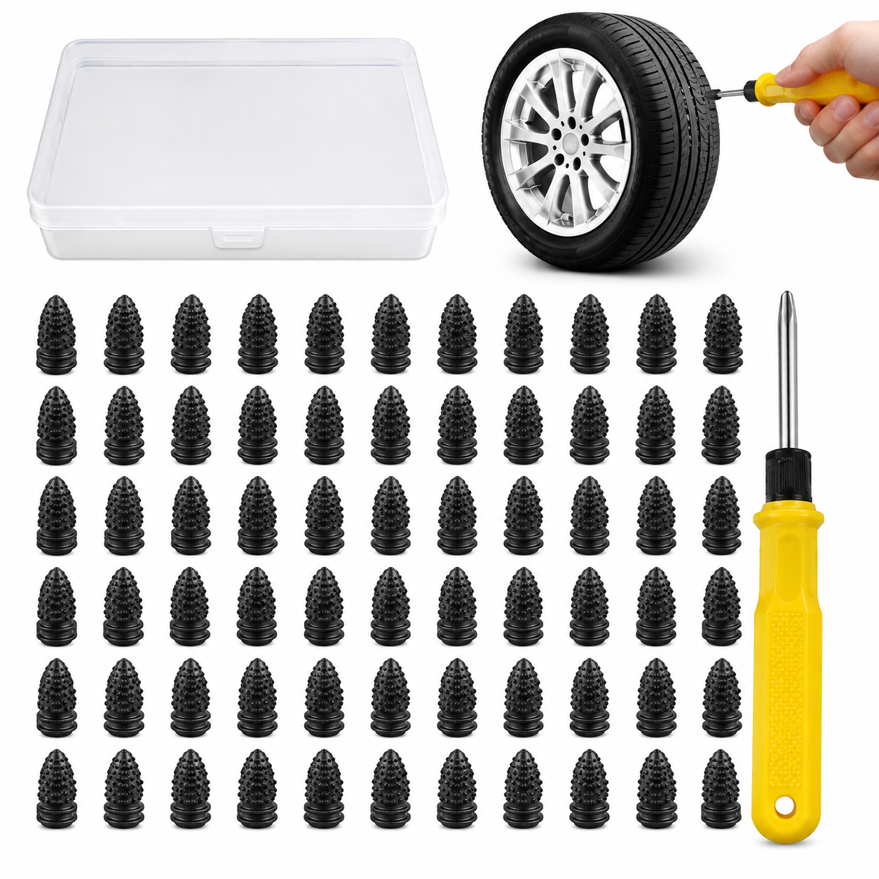 Wheel & Tire Cleaning Brush Kit with Multiple Replacement Heads – Car Auto Detailing Tool