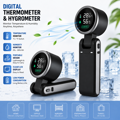 Portable Digital Thermometer & Hygrometer – Compact Temperature and Humidity Monitor