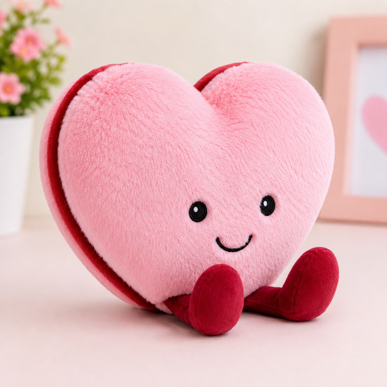 Cute Heart-Shaped Plush Toy – Soft Pink Heart Stuffed Animal Pillow, Kawaii Valentine’s Day Gift & Decorative Toy