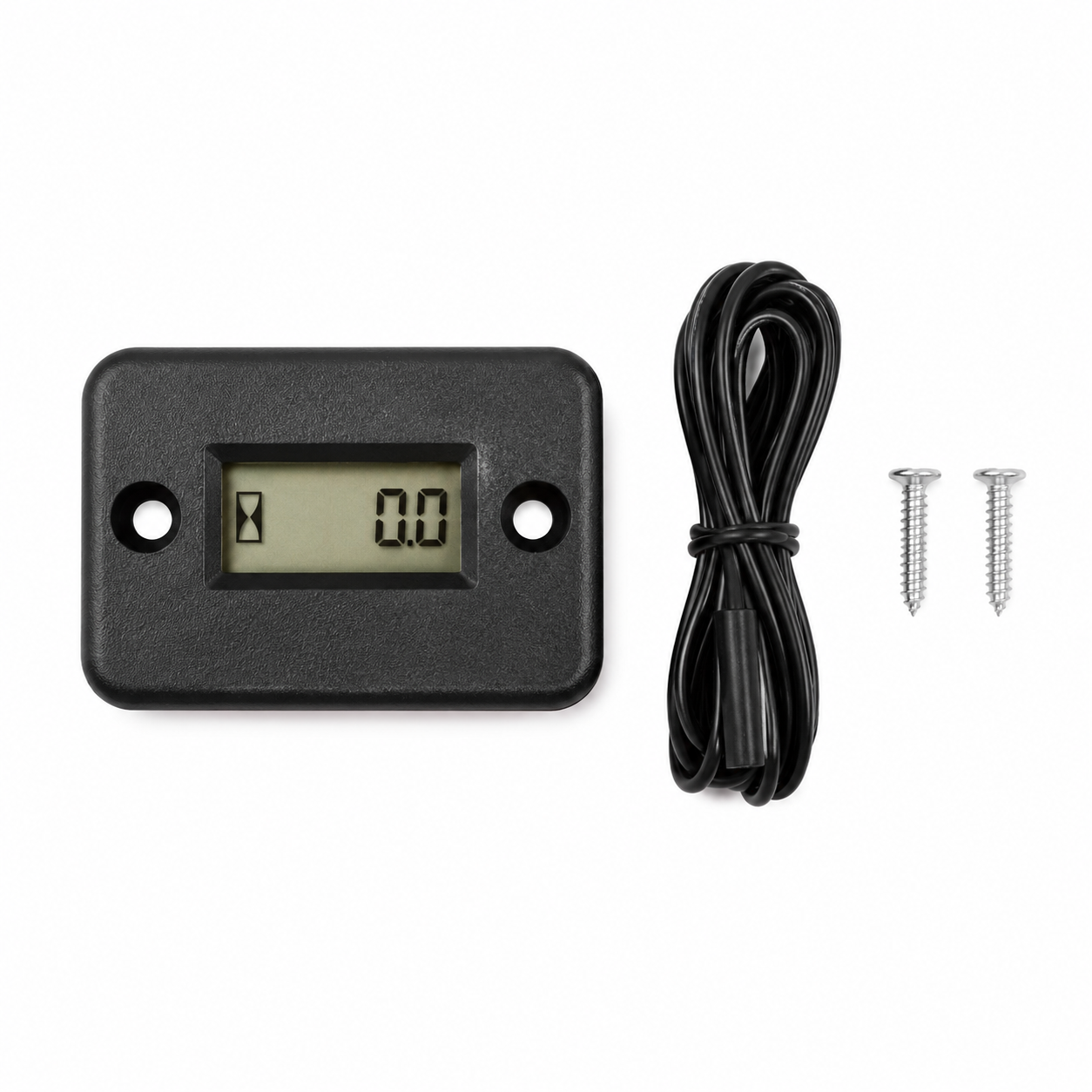 Digital Motorcycle & Scooter Hour Meter with Waterproof Remote Sensor – Compact LCD Engine Working Time Gauge with Wiring & Mounting Screws