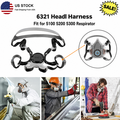 6281 Head Harness Assembly Replacement Part for 6200 Half Face Respirator Mask