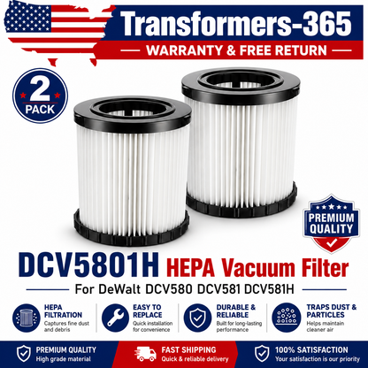 2PC Washable HEPA Vacuum Filter For DeWalt DCV580 DCV581H DCV5801H