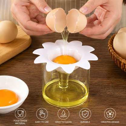 Flower Egg Yolk Separator & Egg White Strainer – Reusable Kitchen Baking Tool