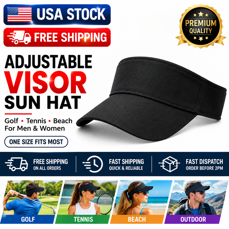 Adjustable Sun Visor Hat for Men & Women – Lightweight Sports Cap for Golf, Tennis & Beach