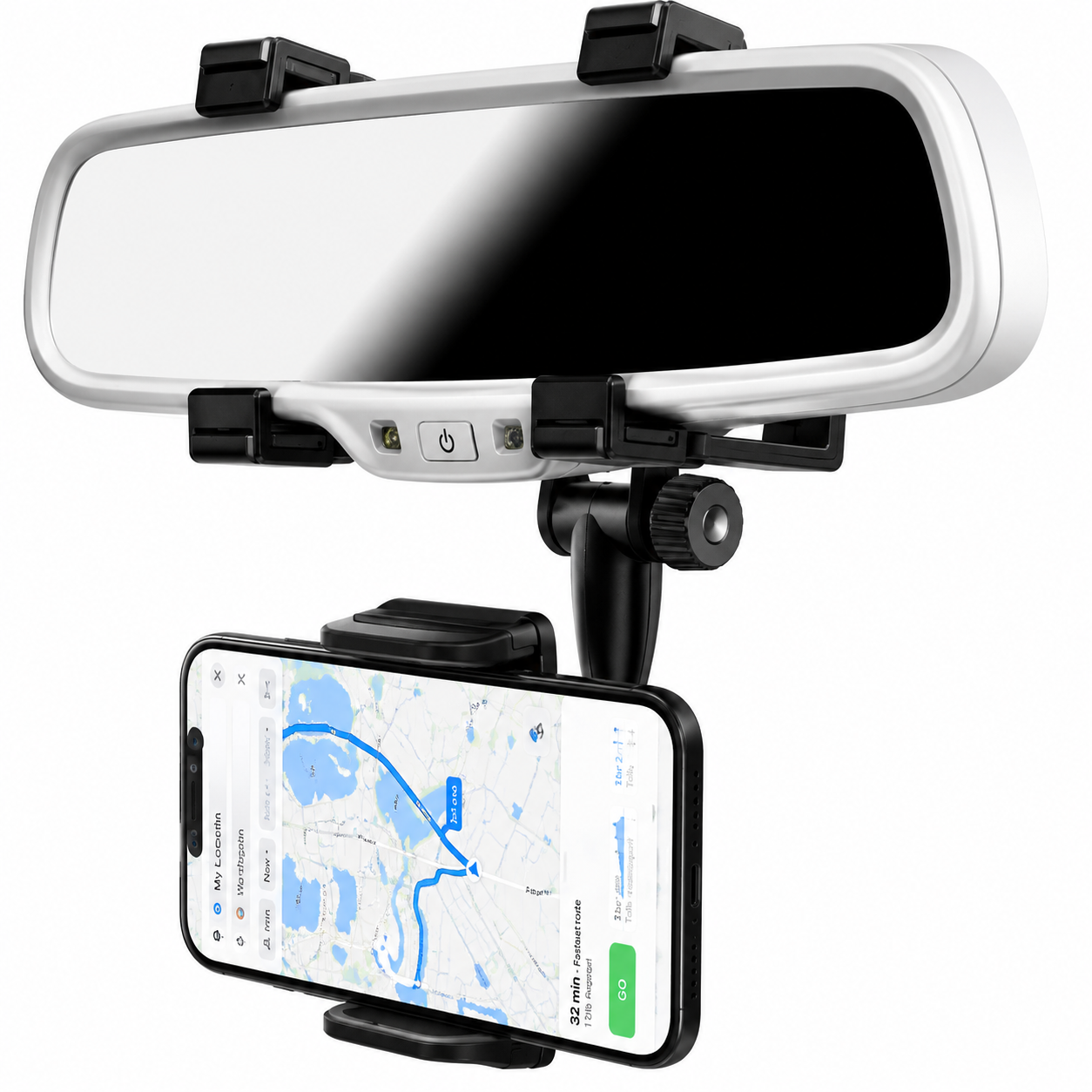 360° Rotatable Rearview Mirror Car Phone Holder Universal Mount Adjustable Stand