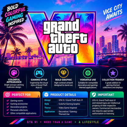 GTA VI Logo Graphic Decal – Colorful Grand Theft Auto VI Design