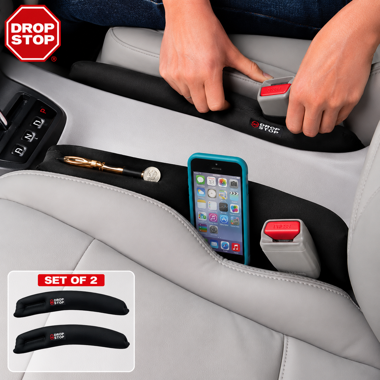 Drop Stop - The Original Patented Car Seat Gap Filler (Shark Tank) - Set of 2