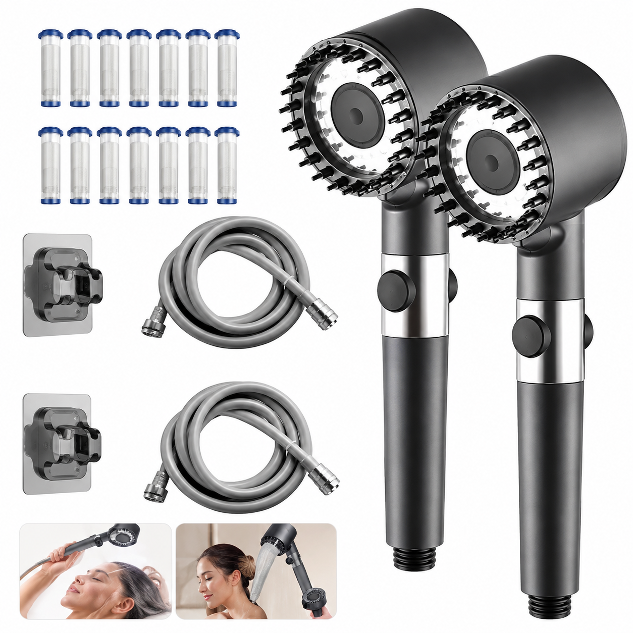 Professional Dual-Head Electric Scalp &amp; Hair Follicle Stimulator / Microneedling Roller Kit