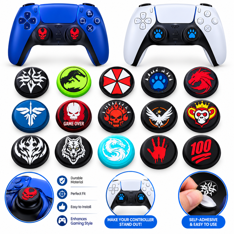 2x Silicone Thumb Grip Caps Analog Stick Covers for PS5 PS4 Xbox Switch Game