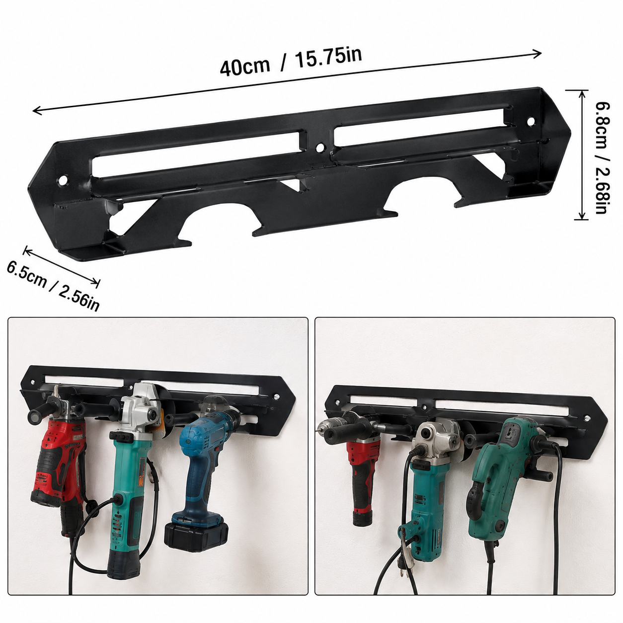 Universal Metal Tool Mounting Bracket – Heavy-Duty Wall-Mounted Organizer Holder for Power Tools & Workshop Storage