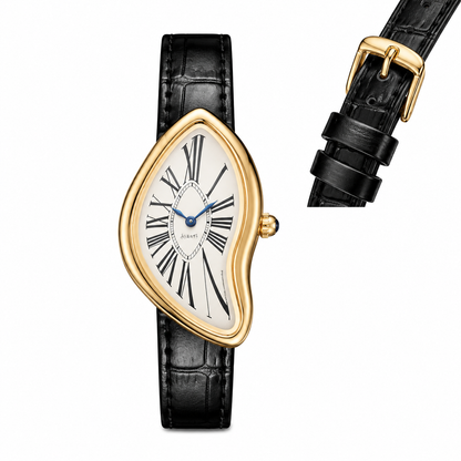 Elegant Women’s Analog Wristwatch – Decorative Oval Dial with Black Leather-Style Strap, Classic Fashion Watch for Everyday Wear