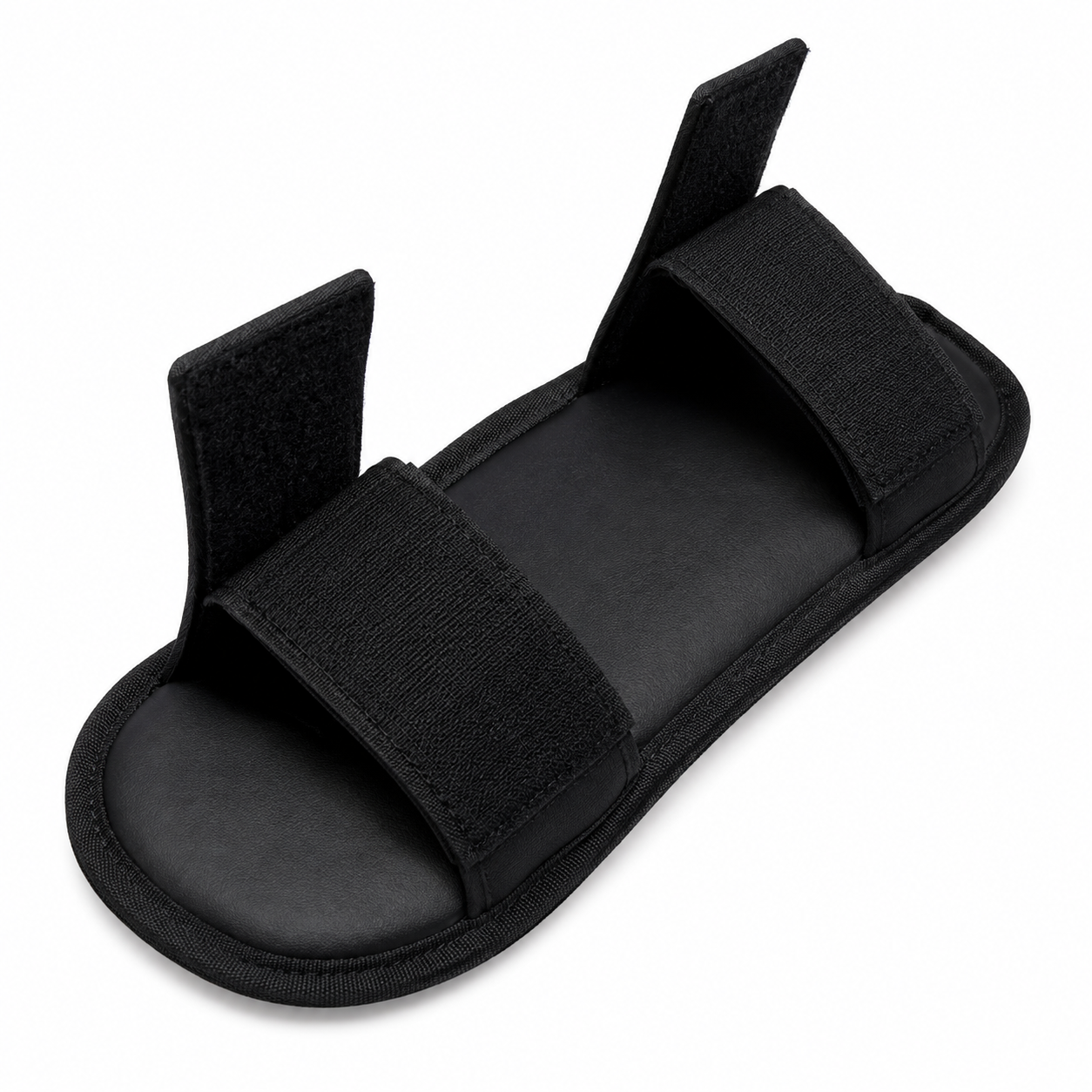 Adjustable Black Open-Toe Recovery Sandal – Lightweight Foot Support Slipper with Secure Hook-and-Loop Strap