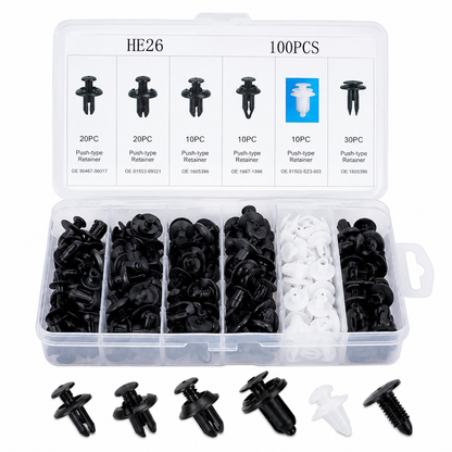 Car Push Rivet Clips Set – Universal Automotive Plastic Trim Fasteners for Bumper, Door Panel, Fender & Interior
