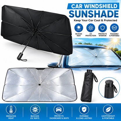 Car Windshield Sun Shade Umbrella – Foldable Reflective Auto Front Window Heat & Sun Protector