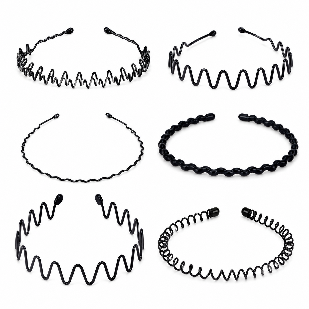 Assorted Spiral & Zigzag Hair Bands – Flexible Non-Slip Headband Set for Women, Girls, Sports, Fitness & Everyday Hair Styling