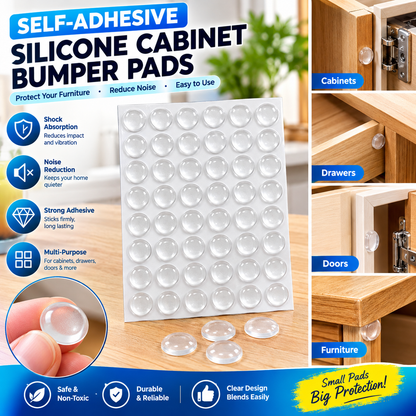 Self-Adhesive Silicone Cabinet Door Bumpers – Clear Cushioned Pads for Furniture, Drawers & Doors