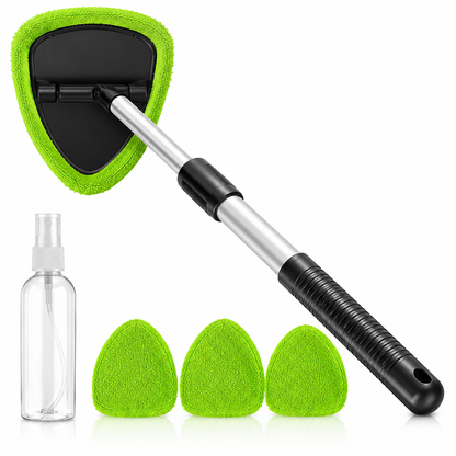 Long Handle Reusable Silicone Cleaning Brush with 3 Replacement Heads & Spray Bottle