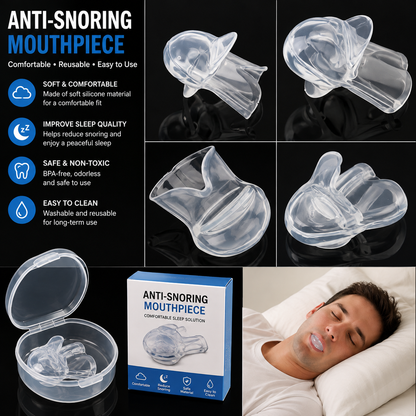 Clear Silicone Anti-Snoring Mouthpiece – Soft Reusable Sleep Aid for Comfortable Night Use
