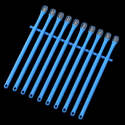 10-Piece Blue Plastic Long Handle Cleaning Brush Set – Slim Detail Brushes with Loop Hanging Handles for Precision Cleaning