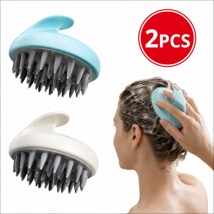 2-Piece Silicone Scalp Massager Shampoo Brush – Gentle Hair Washing & Scalp Massage Brush for Men, Women & Kids