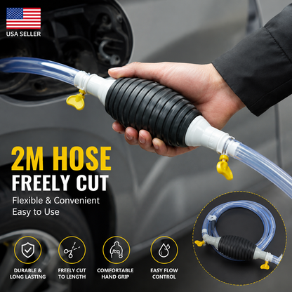 Siphon Hand Pump Portable Manual Car Fuel Transfer for Gas Gasoline Petrol 2M
