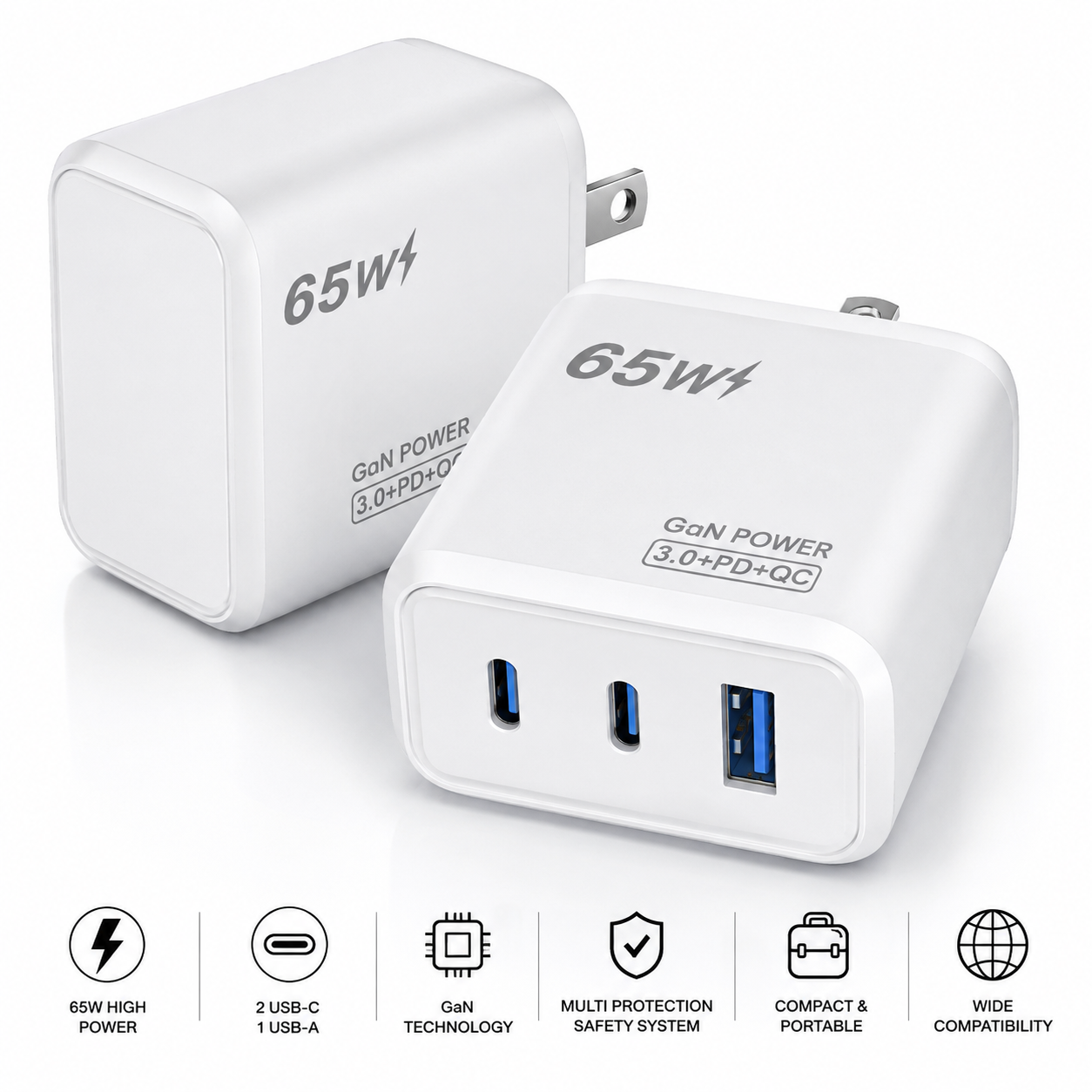 Dual USB Wall Charger – Compact AC Power Adapter with Multiple USB Charging Ports for Phones & Devices