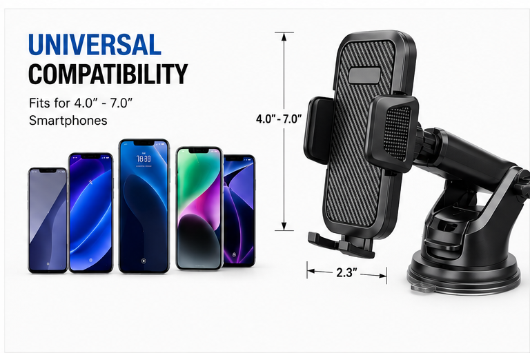 3-in-1 Car Phone Mount 360° Rotating Dashboard Windshield Air Vent Holder