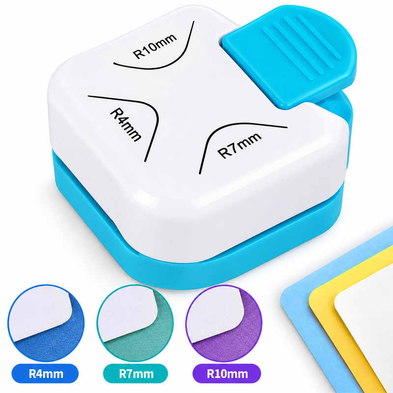 3-in-1 Paper Corner Rounder Punch – R4mm R7mm R10mm Card & Photo Corner Cutter