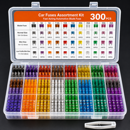 300PCS Automotive Blade Fuse Assortment Kit – Car Truck SUV Color Coded Fuse Set