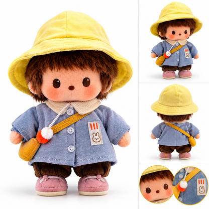 Cute Character Plush Doll with Yellow Hat – Adorable Stuffed Toy Figure, Collectible Novelty Gift & Decorative Toy