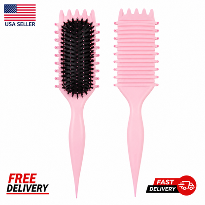 Bounce Curl Define Styling Brush - Frizz Preventing Curling Comb with Smooth Tex