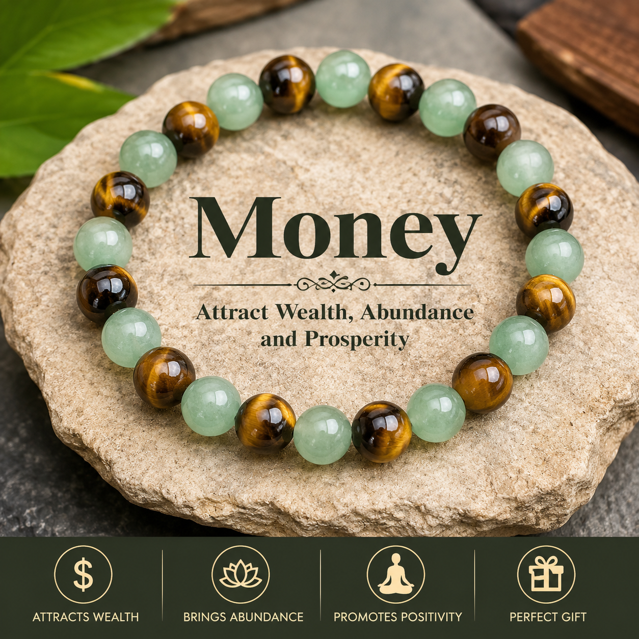 Natural Stone Beaded Bracelet – Multicolor Crystal Gemstone Stretch Bracelet
