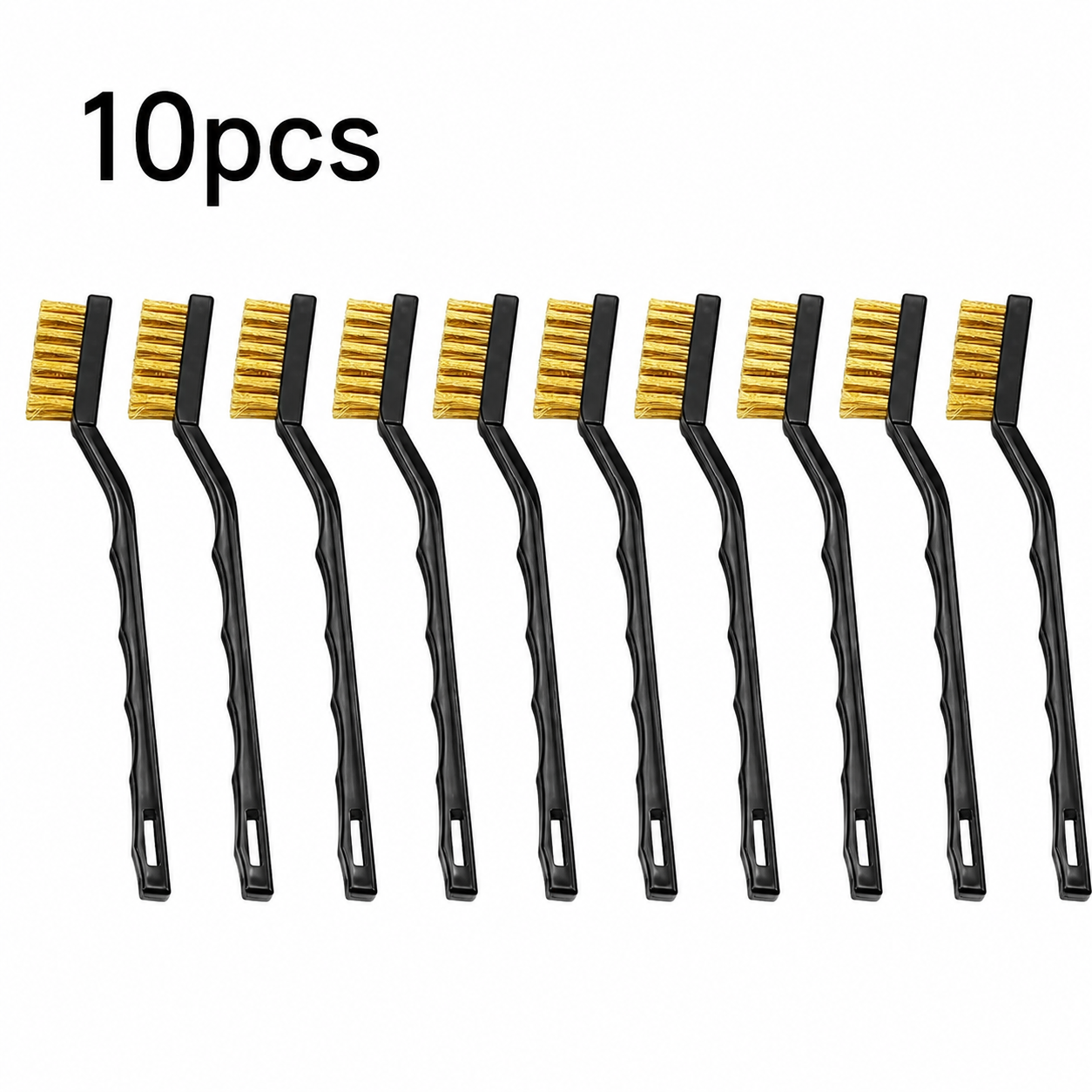 10-Piece Brass Wire Cleaning Brush Set – Heavy-Duty Detail & Surface Cleaning Brushes with Ergonomic Angled Handles