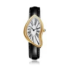Elegant Women’s Analog Wristwatch – Decorative Oval Dial with Black Leather-Style Strap, Classic Fashion Watch for Everyday Wear