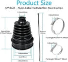 CV Axle Boot Repair Kit – Universal CV Joint Boot Replacement with Clamps, Grease Accessories & Fasteners