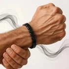 Men’s Beaded Bracelet – Stylish Vintage-Style Stretch Wristband with Mixed Dark & Natural-Tone Beads