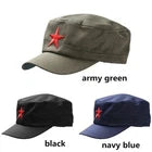 Military Style Cotton Cadet Cap with Red Star Embroidery – Unisex Flat Top Army-Style Hat for Casual Wear, Outdoor Activities & Everyday Fashion