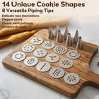 Manual Cookie & Biscuit Decorating Press Gun – Handheld Pastry Extruder with Interchangeable Nozzles & Decorative Disc Attachments for Cookies, Biscuits and Pastries