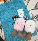 Cute Mini Plush Keychain Doll – Soft Pink & White Character Bag Charm with Adorable Smiley Design, Collectible Gift Accessory
