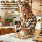 Manual Cookie & Biscuit Decorating Press Gun – Handheld Pastry Extruder with Interchangeable Nozzles & Decorative Disc Attachments for Cookies, Biscuits and Pastries