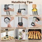 Manual Cookie & Biscuit Decorating Press Gun – Handheld Pastry Extruder with Interchangeable Nozzles & Decorative Disc Attachments for Cookies, Biscuits and Pastries