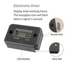 Digital Motorcycle & Scooter Hour Meter with Waterproof Remote Sensor – Compact LCD Engine Working Time Gauge with Wiring & Mounting Screws
